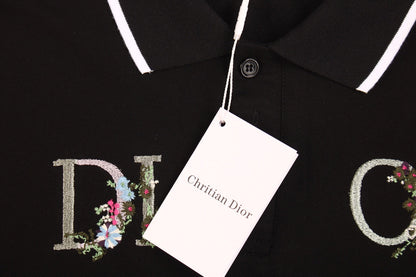 Dior Polo Shirt with Floral Logo Design