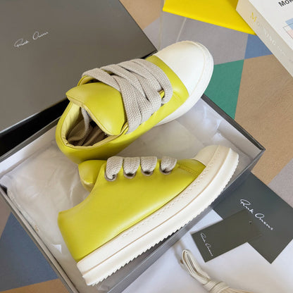 Rick Owens Yellow Low-Top Sneakers