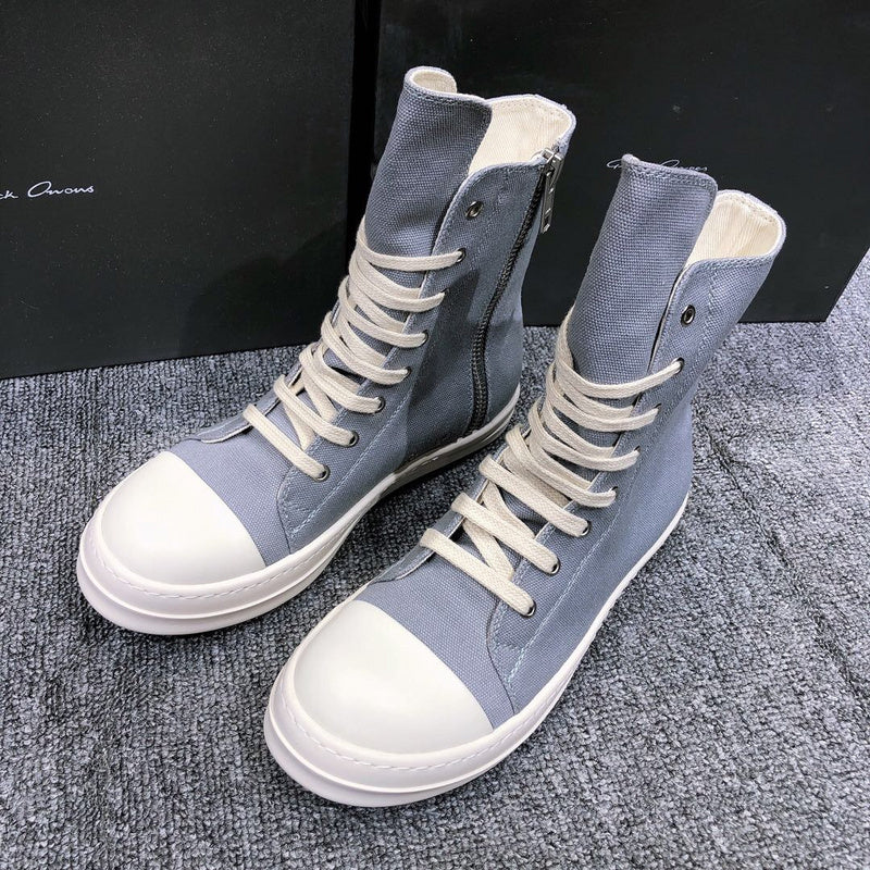 High-Top Grey Canvas Sneakers