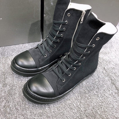 High-Top Black Canvas Sneakers