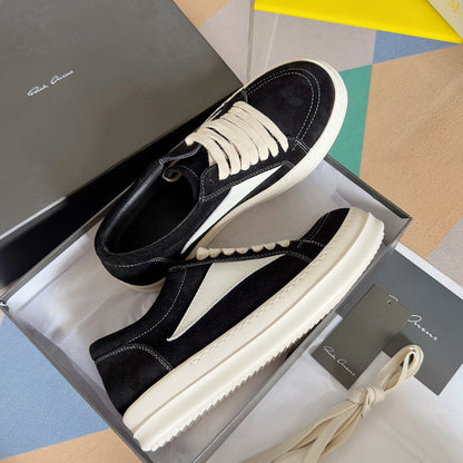 Rick Owens Black Suede Low-Top Sneakers