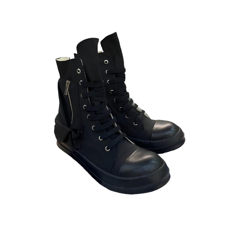 Rick Owens High-Top Nylon Boots - All Black