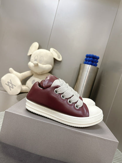 Rick Owens Burgundy Low-Top Sneakers