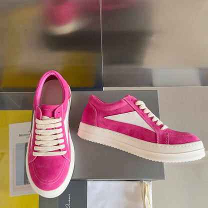 Rick Owens Pink Suede Low-Top Sneakers