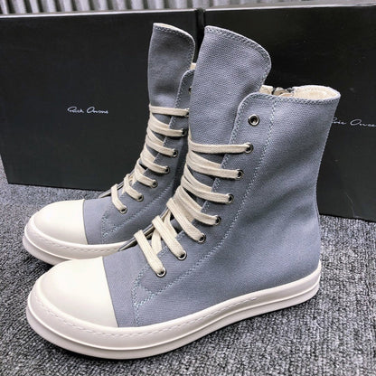 High-Top Grey Canvas Sneakers