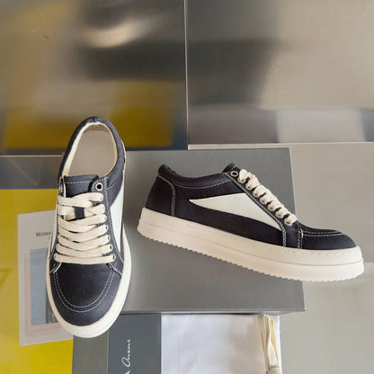 Rick Owens Black Canvas Low-Top Sneakers