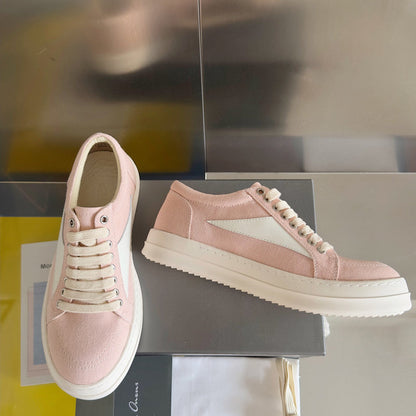 Rick Owens Pink Canvas Low-Top Sneakers