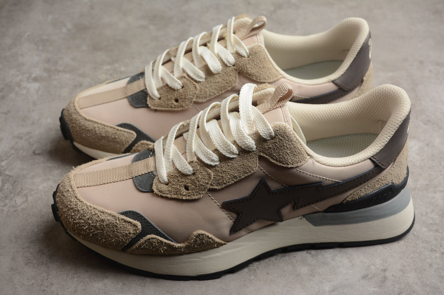 BAPE STA Runner Sneakers in Beige and Brown