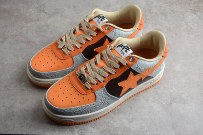 BAPE STA Low-Top Orange and Grey Sneakers