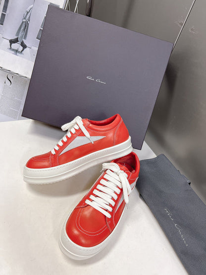 Rick Owens Low-Top Sneakers - Red Leather