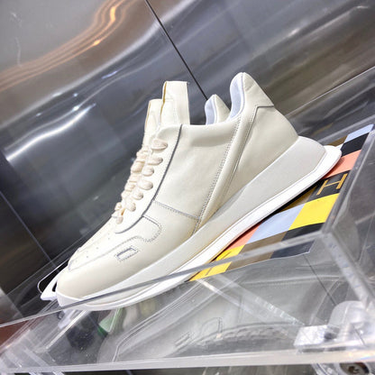 Rick Owens Cream Low-Top Sneakers