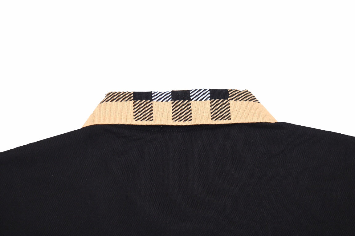 Burberry Check Collar Polo - Black