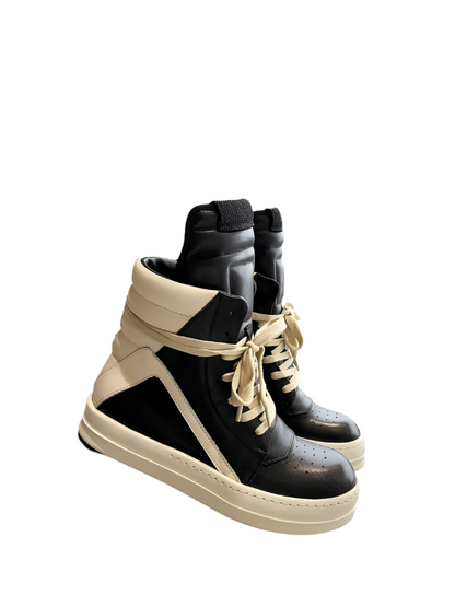 Rick Owens Geobasket Sneakers - Black and Cream