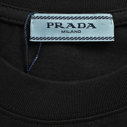 Prada Black T-Shirt with Geometric Pocket Design