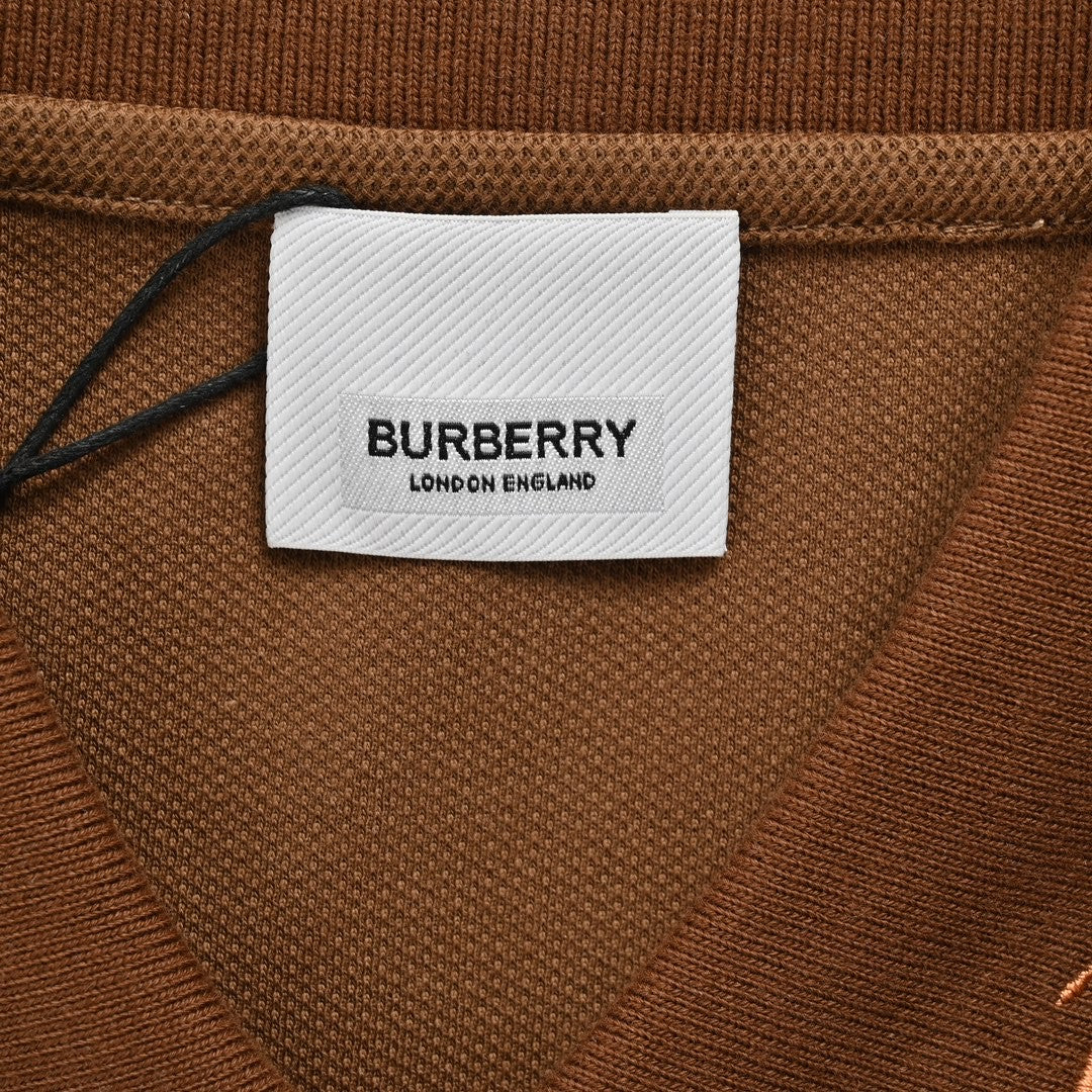 Burberry Striped Collar Polo Shirt in Brown