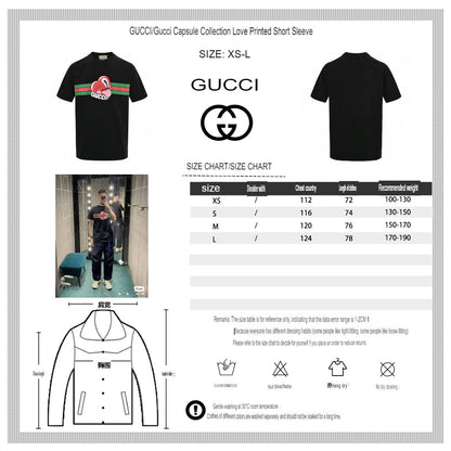 Gucci Black T-Shirt with Heart Graphic