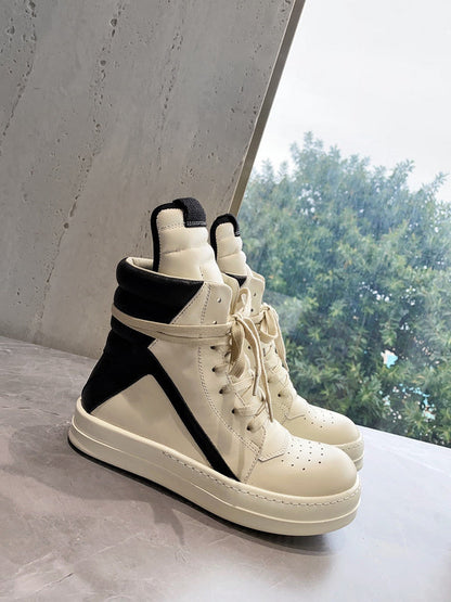 Rick Owens Geobasket Sneakers - Cream and Black