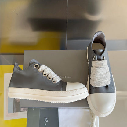 Rick Owens Gray Low-Top Sneakers