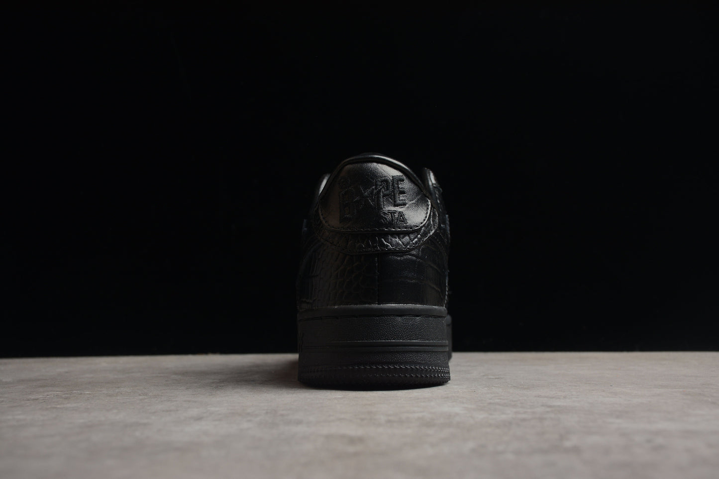 BAPE STA Low-Top Black Croc-Embossed Sneakers