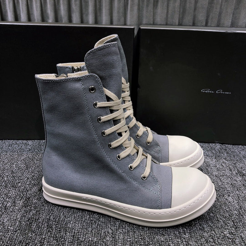 High-Top Grey Canvas Sneakers