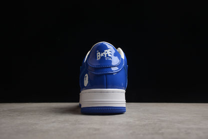 BAPE STA Low-Top Blue and White Patent Leather Sneakers