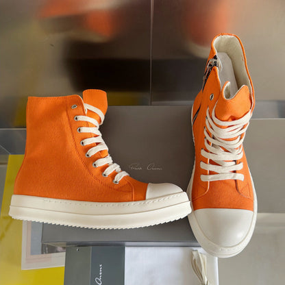 Rick Owens Orange High-Top Sneakers