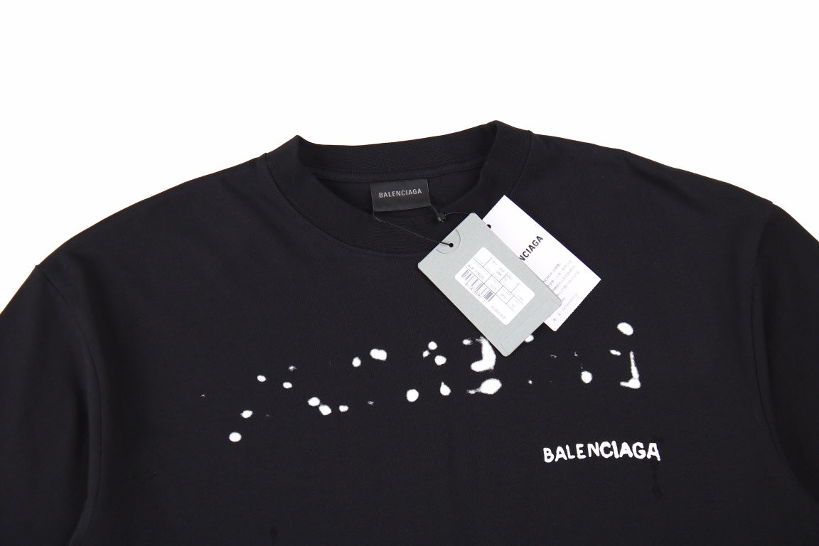 BALENCIAGA DISTRESSED LOGO T-SHIRT BLACK