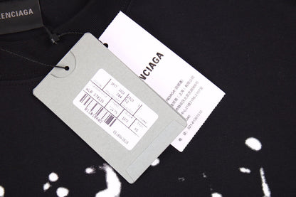 BALENCIAGA DISTRESSED LOGO T-SHIRT BLACK