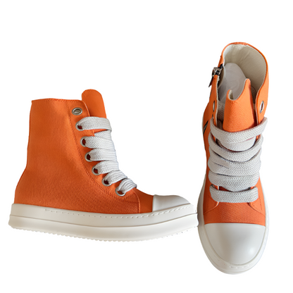 Rick Owens Orange High-Top Sneakers