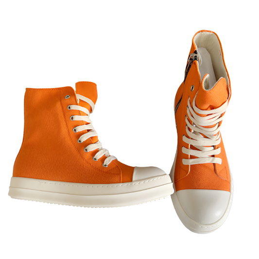 Rick Owens Orange High-Top Sneakers