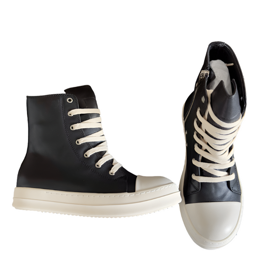 Rick Owens Black High-Top Sneakers