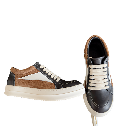 Rick Owens Black and Brown Low-Top Sneakers