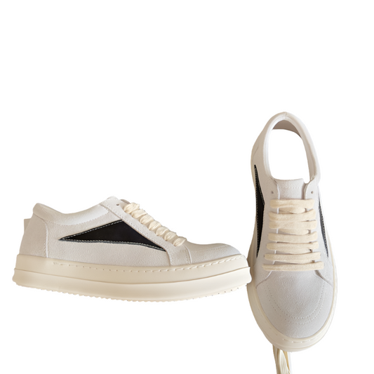 Rick Owens White Suede Low-Top Sneakers