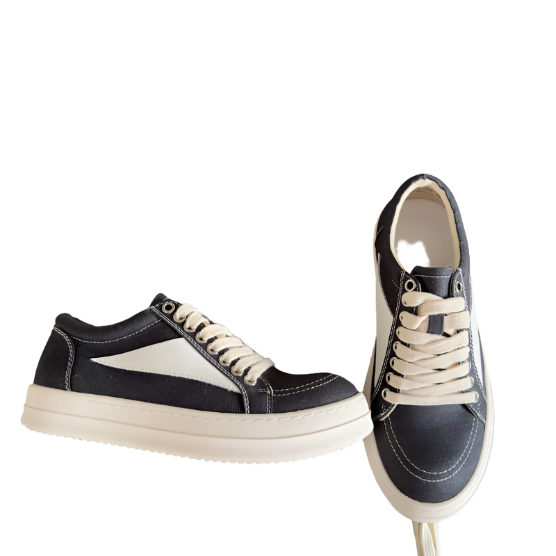 Rick Owens Black Canvas Low-Top Sneakers