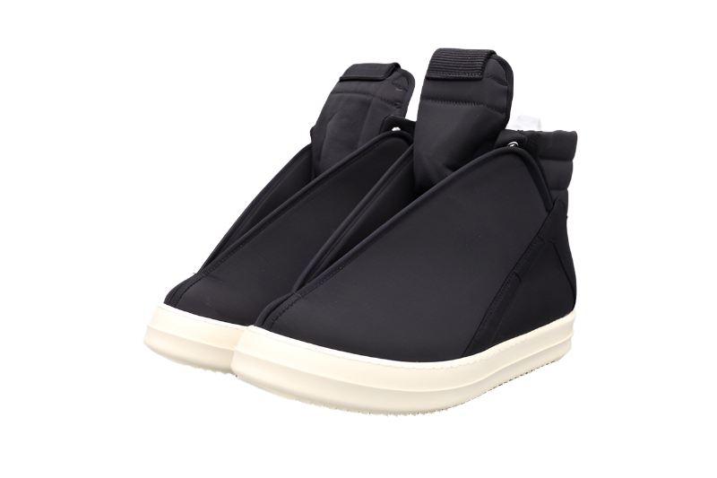 Rick Owens Black Wrap-Around High-Top Sneakers