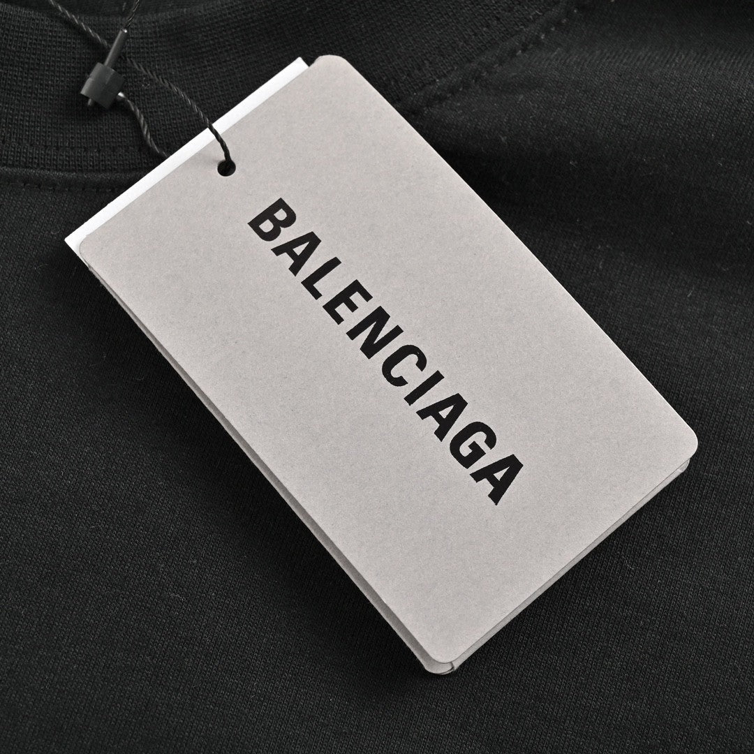 Balenciaga White Logo Graphic T-Shirt (Black)