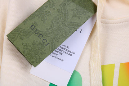 Gucci Rainbow Logo Hoodie - Cream