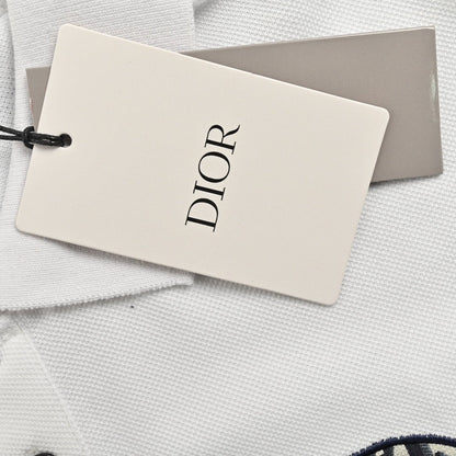 Dior Oblique Embroidered White Polo Shirt