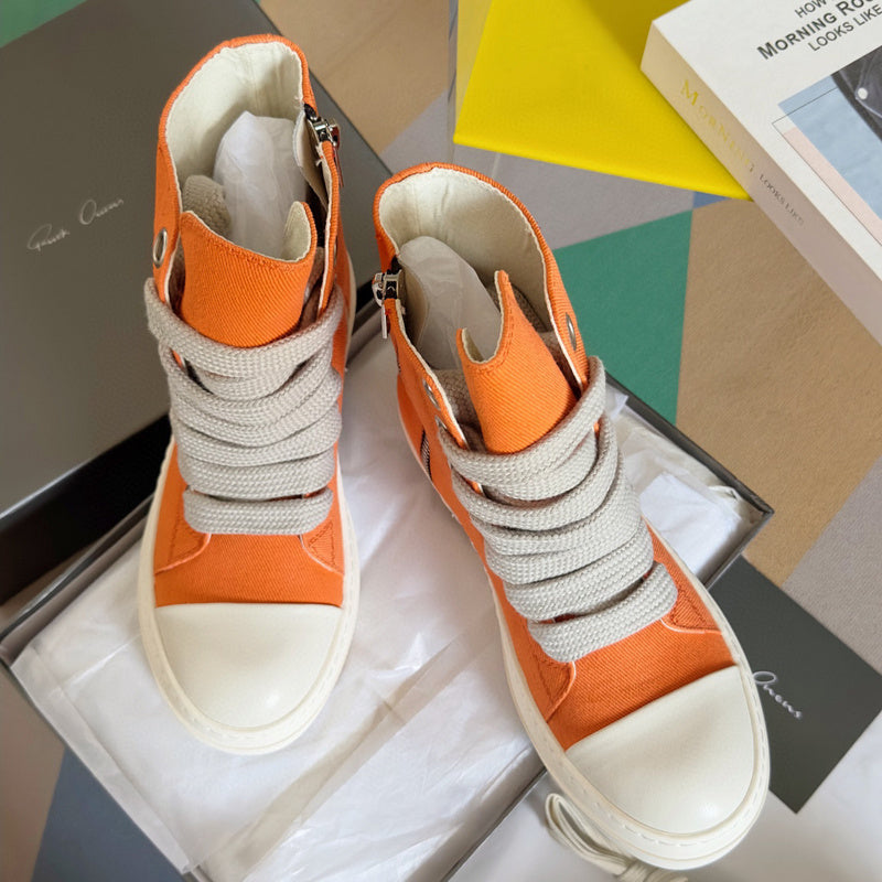 Rick Owens Orange High-Top Sneakers