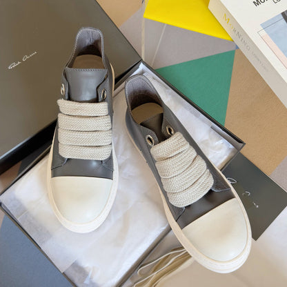 Rick Owens Gray Low-Top Sneakers