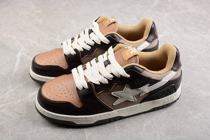 BAPE STA Low-Top Sneakers in Brown and Beige