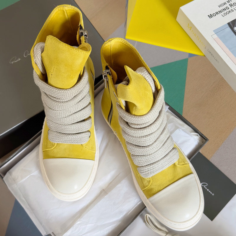 Rick Owens Yellow High-Top Sneakers