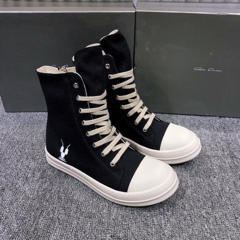 Rick Owens Black High-Top Canvas Sneakers