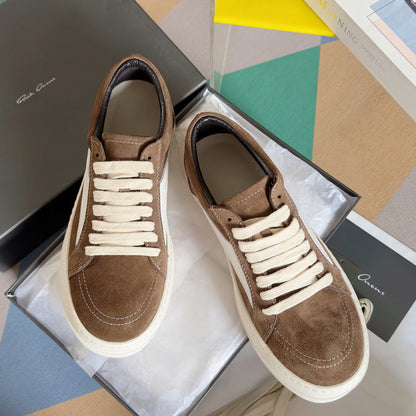 Rick Owens Brown Suede Low-Top Sneakers