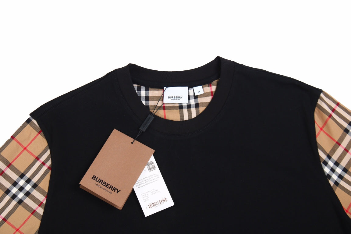 Burberry Check Sleeve T-Shirt (Black)