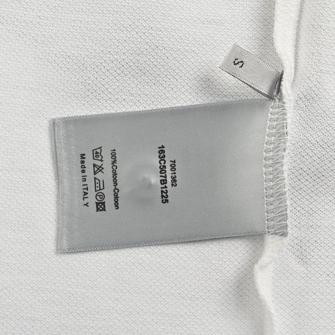 Dior Oblique Embroidered White Polo Shirt