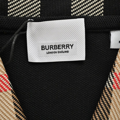 BURBERRY CHECK COLLAR POLO SHIRT BLACK