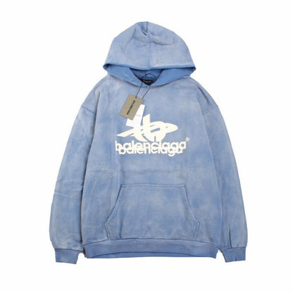 BALENCIAGA GRAPHIC LOGO HOODIE BLUE