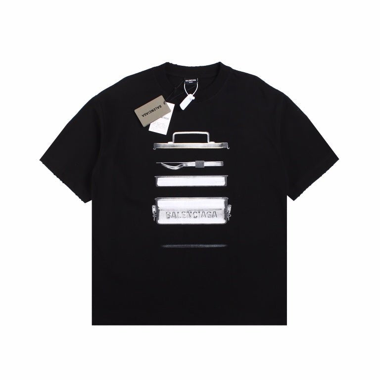 BALENCIAGA METALLIC DESIGN T-SHIRT BLACK