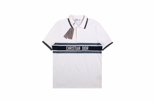 Christian Dior "Striped Logo" Polo Shirt